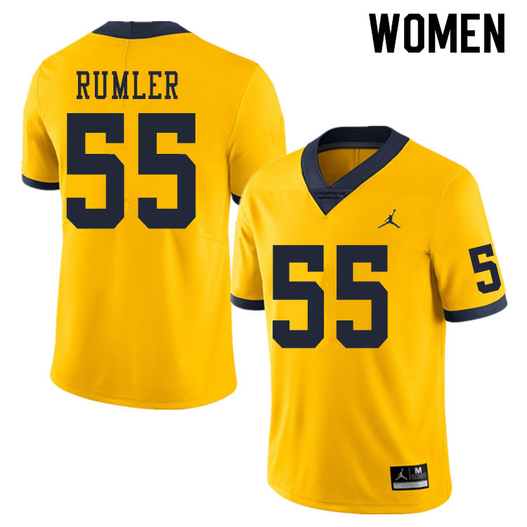 Women #55 Nolan Rumler Michigan Wolverines College Football Jerseys Sale-Yellow